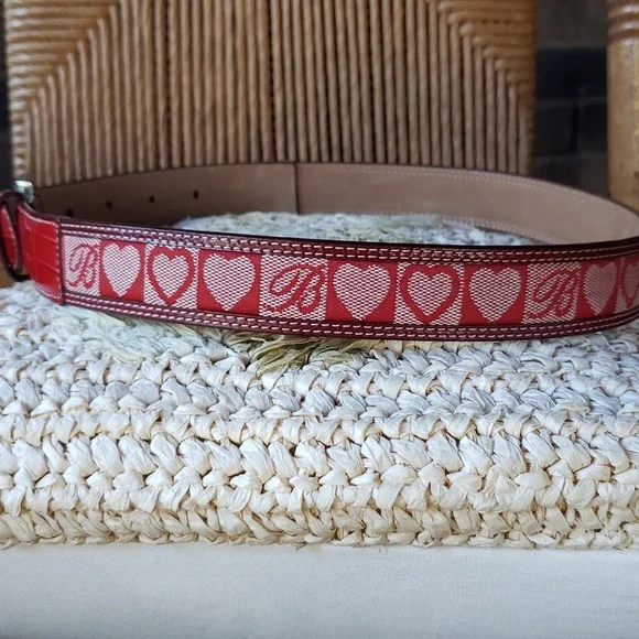 Vintage Brighton leather and fabric heart & B belt, size 30 - Picture 2 of 12